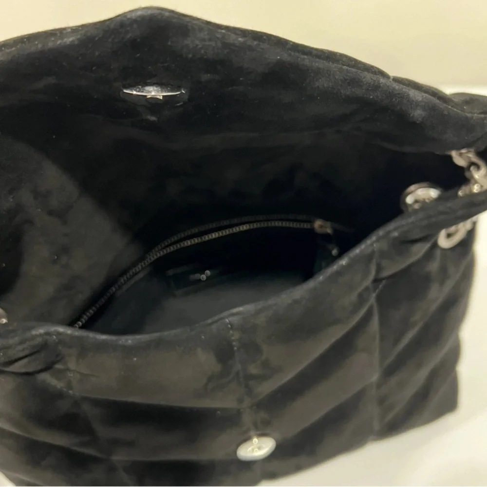 Saint Laurent Black Suede Small Loulou Puffer Shoulder Bag - Picture 5 of 6